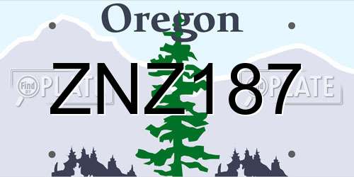 ZNZ187 Oregon License Plate