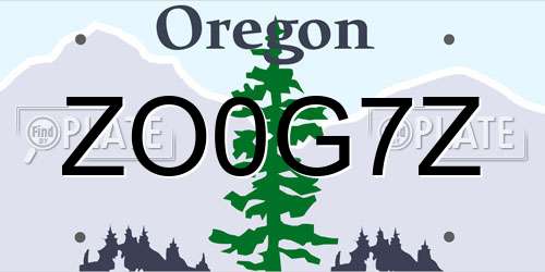 ZO0G7Z Oregon License Plate