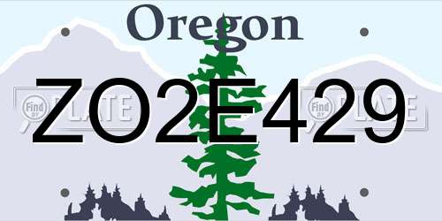 ZO2E429 Oregon License Plate