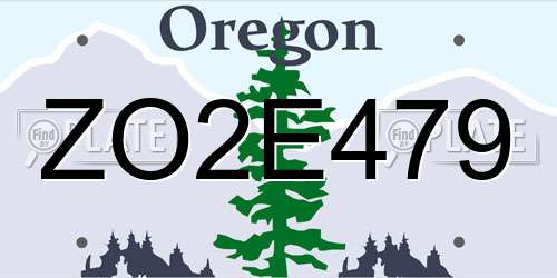 ZO2E479 Oregon License Plate