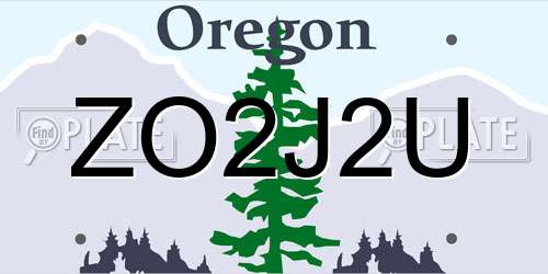 ZO2J2U Oregon License Plate