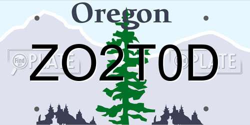 ZO2T0D Oregon License Plate