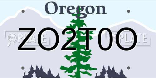 ZO2T0O Oregon License Plate