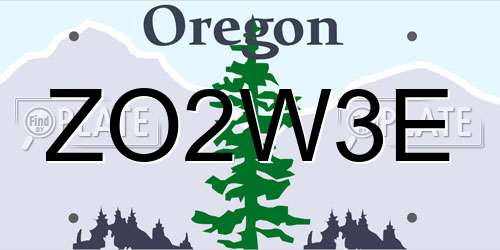 ZO2W3E Oregon License Plate