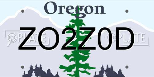 ZO2Z0D Oregon License Plate