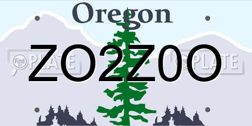 ZO2Z0O Oregon License Plate
