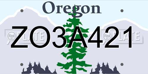 ZO3A421 Oregon License Plate
