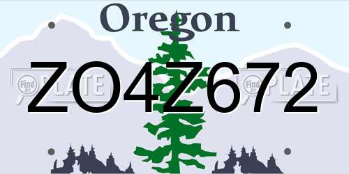 ZO4Z672 Oregon License Plate
