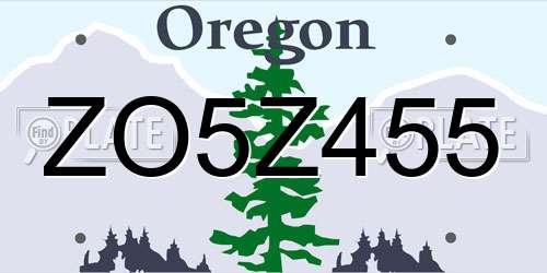 ZO5Z455 Oregon License Plate