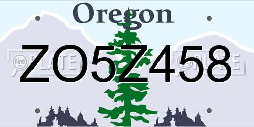 ZO5Z458 Oregon License Plate