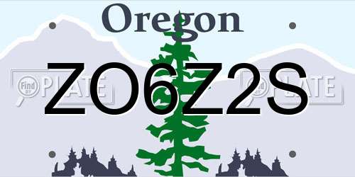 ZO6Z2S Oregon License Plate
