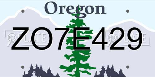 ZO7E429 Oregon License Plate