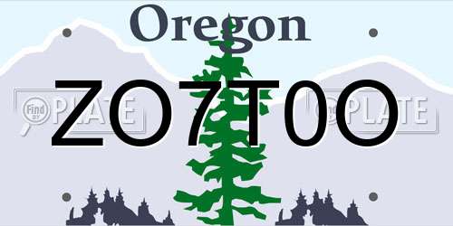 ZO7T0O Oregon License Plate