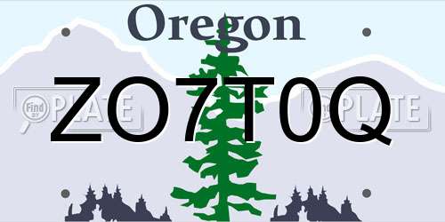ZO7T0Q Oregon License Plate