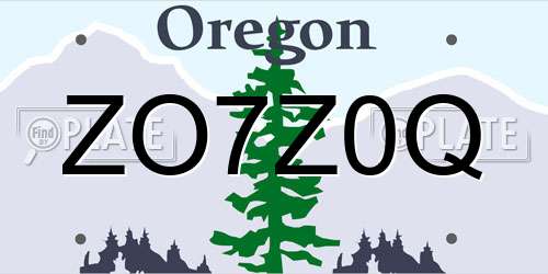 ZO7Z0Q Oregon License Plate