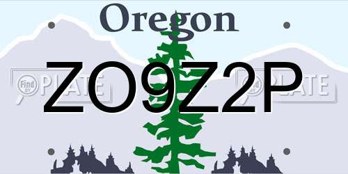 ZO9Z2P Oregon License Plate
