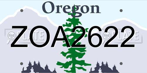 ZOA2622 Oregon License Plate