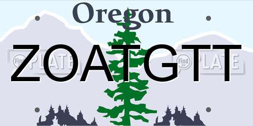 ZOATGTT Oregon License Plate