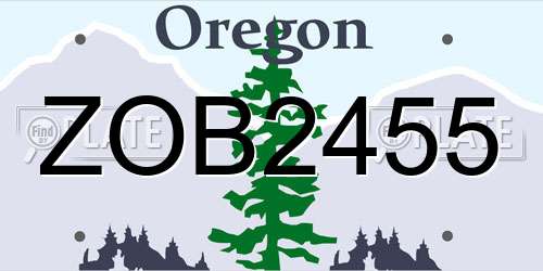 ZOB2455 Oregon License Plate