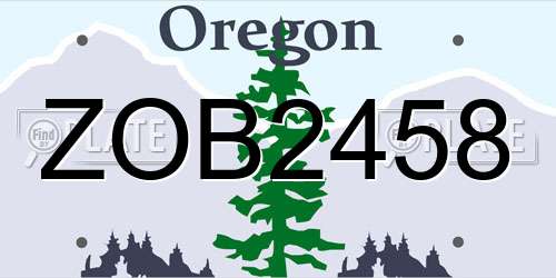 ZOB2458 Oregon License Plate