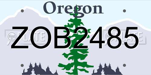 ZOB2485 Oregon License Plate