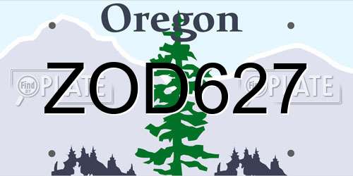 ZOD627 Oregon License Plate