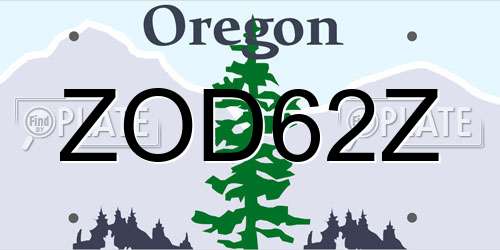 ZOD62Z Oregon License Plate