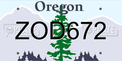 ZOD672 Oregon License Plate