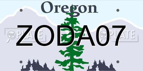 ZODA07 Oregon License Plate