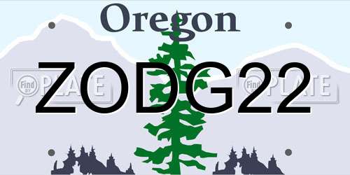 ZODG22 Oregon License Plate