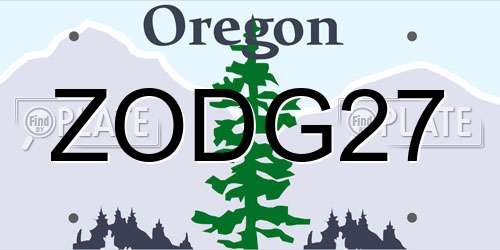 ZODG27 Oregon License Plate