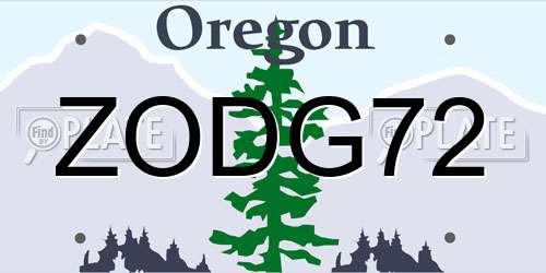 ZODG72 Oregon License Plate