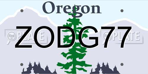 ZODG77 Oregon License Plate