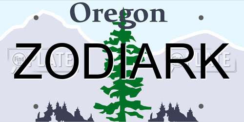 ZODIARK Oregon License Plate