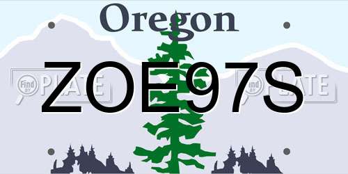 ZOE97S Oregon License Plate