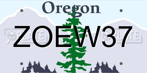 ZOEW37 Oregon License Plate