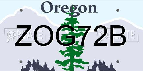 ZOG72B Oregon License Plate