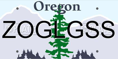 ZOGLGSS Oregon License Plate