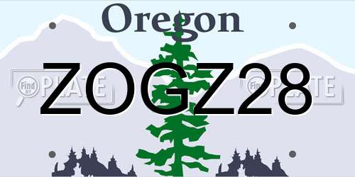 ZOGZ28 Oregon License Plate