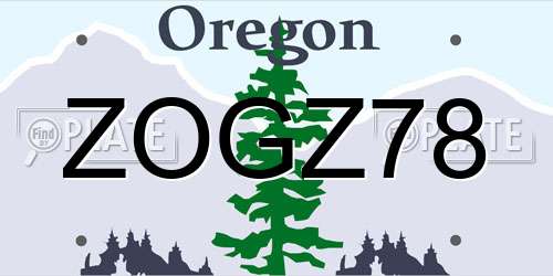 ZOGZ78 Oregon License Plate