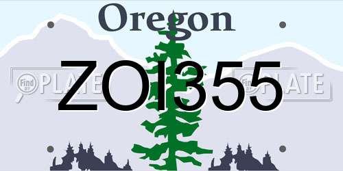 ZOI355 Oregon License Plate