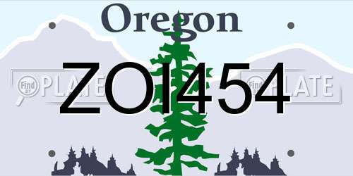 ZOI454 Oregon License Plate