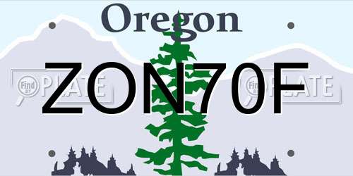 ZON70F Oregon License Plate