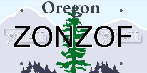 ZONZOF Oregon License Plate