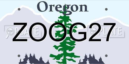 ZOOG27 Oregon License Plate