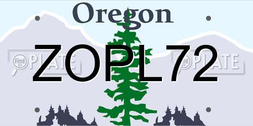 ZOPL72 Oregon License Plate