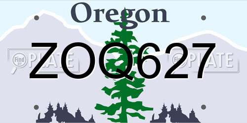 ZOQ627 Oregon License Plate