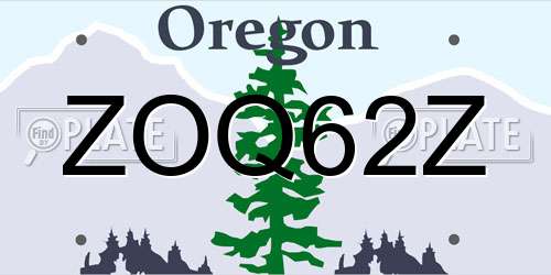 ZOQ62Z Oregon License Plate