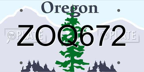 ZOQ672 Oregon License Plate