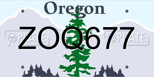 ZOQ677 Oregon License Plate